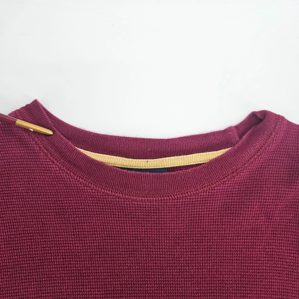 Polo Ralph Lauren Waffle‎ Knit Shirt Mens Medium M Burgundy Thermal Pullover